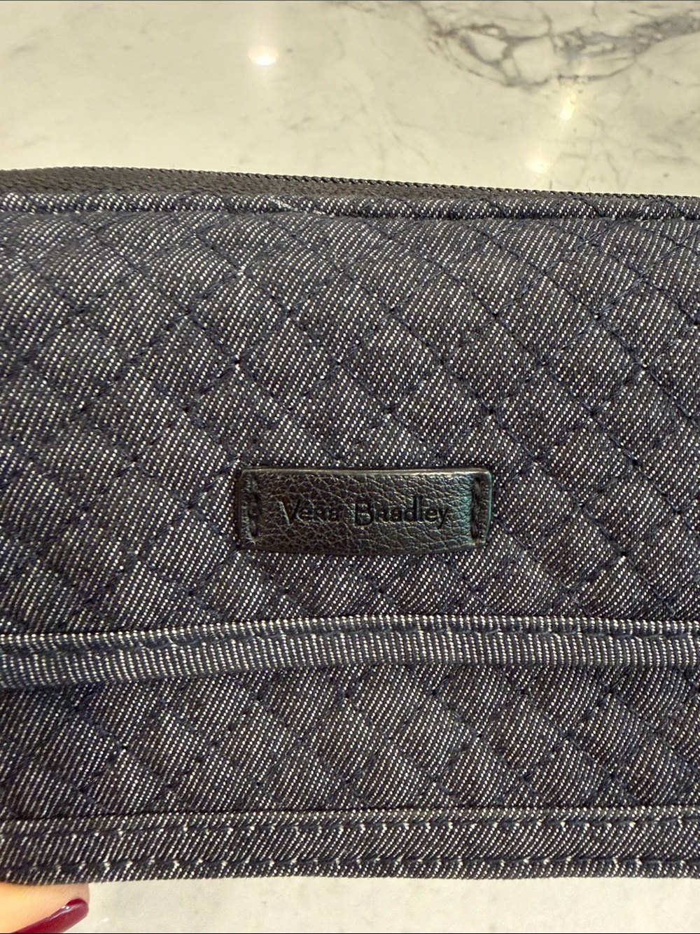 Vera Bradley Quilted Denim-Style Wristlet in Dark Blue-Gray